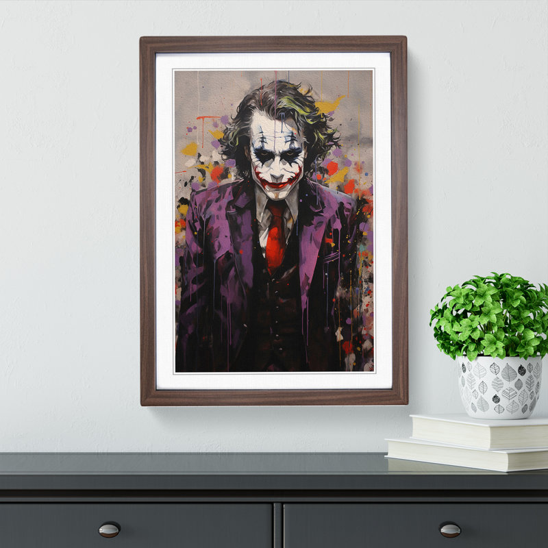 XYZ-FRM-V1223-3913 Joker Contemporary - Single Picture Frame Print on Wood, Walnut Framed, 34cm H x 25cm W x 2cm D