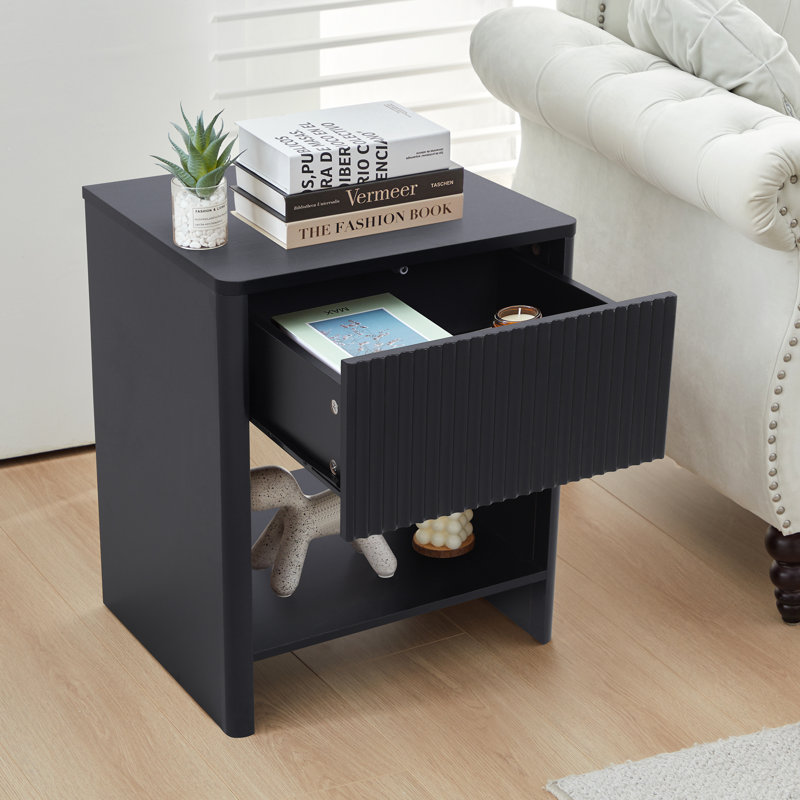Table de bout avec rangement Tautiana, Noir