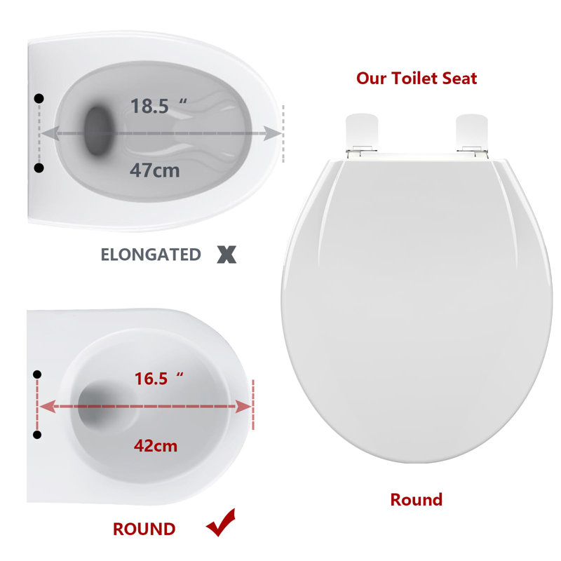 2 pièces Siège de toilette rond, siège de toilette à dégagement rapide et fixation rapide, siège de toilette en plastique avec fermeture en douceur