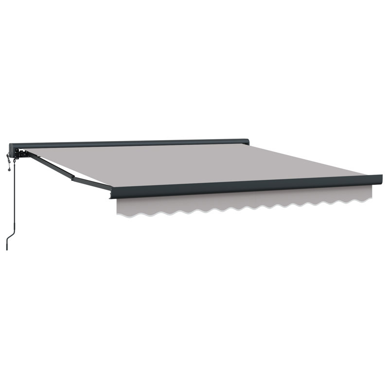 Brayden Studio Retractable Patio Awning, 300 cm W x 250 cm D, Light Grey/Grey