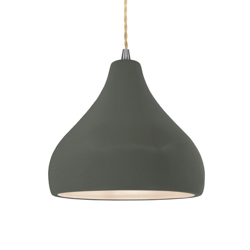 Luminaire suspendu à 1 lumière Meydan, Étain, vert, H 8 po x l 11,5 po x P 11,5 po, Nickel brossé
