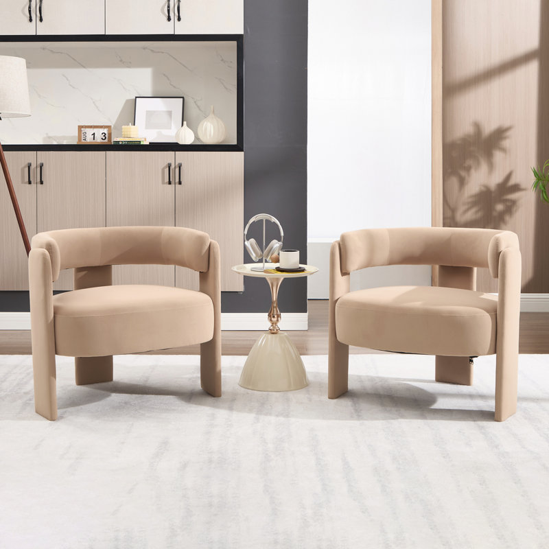 Fauteuil d'appoint moderne en velours de qualité supérieure avec pieds en bois pour salon et chambre à coucher