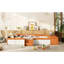 Lit de jour simple en velours, rangement avec vérin à gaz, brun et blanc, garde-corps rembourrés, surface de sommeil confortable, structure spacieuse, installation facile, cadre,-741966472-741966479