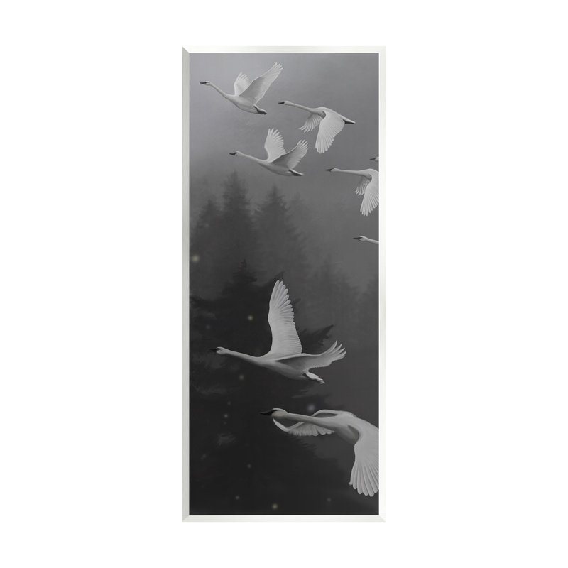 «Flying Swan Flock», art mural sur bois par Nene Thomas