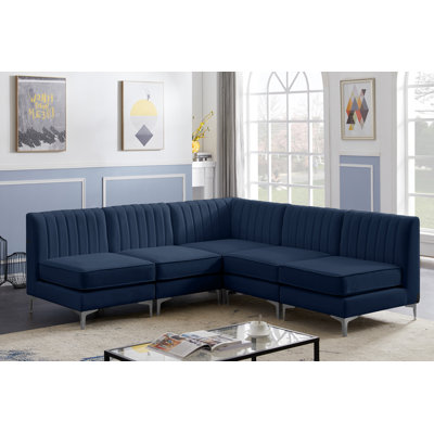 Enson Velvet L-Shaped Sectional Reversible