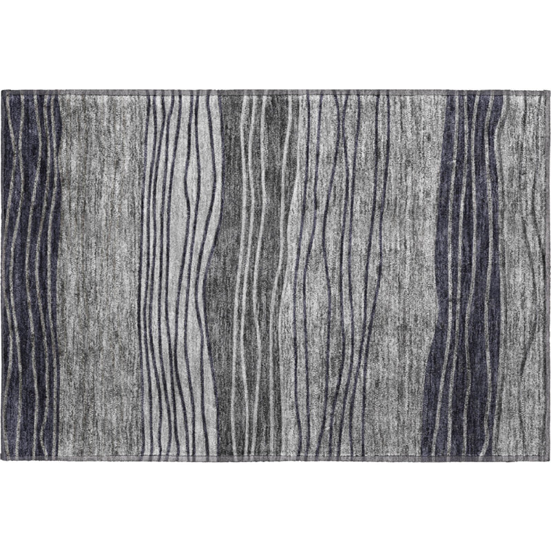 Premium Machine Washable Tweedy Gray Rug, Rectangle 1'8" x 2'6"