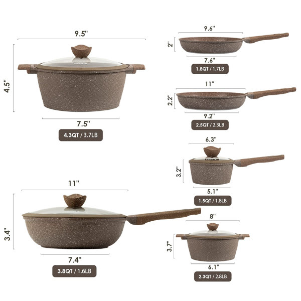 CAROTE Nonstick Induction Pots And Pans Set, 10 Piece Cookware Set