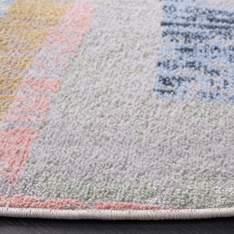 Berthella Performance Machine Washable Abstract Rug, Round 6'7"