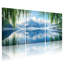 Ensemble de 3 toiles murales « Reflet d'un lac de montagne avec des saules »-779450756