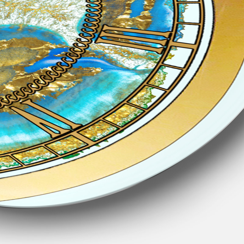Horloge murale moderne Volcanoa Blue and Gold Agate, Petit