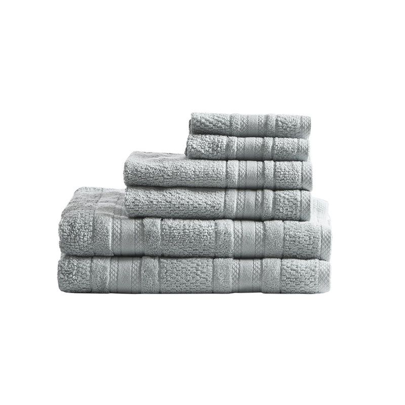Soft Cotton Quick Dry Bath Towel 6-piece Set – Zero Twist Absorbent Lightweight Towels, Silver