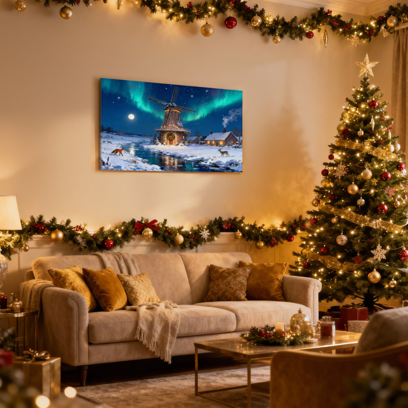 Ensemble de 3 reproductions d'art sur toile de Noël, H 12 po x l 18 po