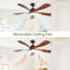 Ventilateur de plafond intérieur 52 pouces avec 3 couleurs à intensité variable, 5 pales ABS, télécommande, moteur à courant continu réversible, noir avec lumière DEL pour la maison-990081242-990081240