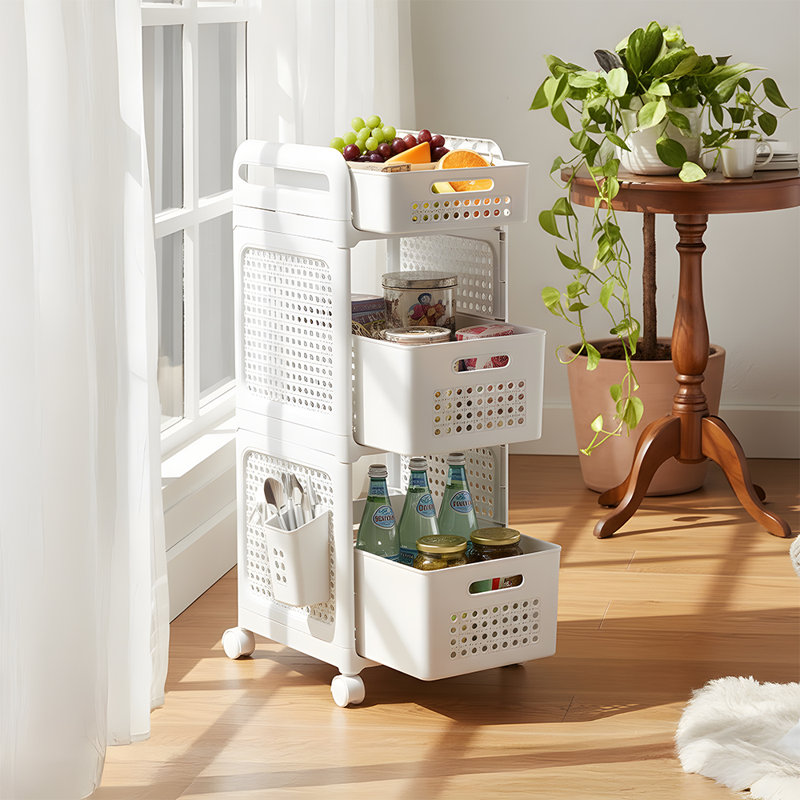 82cm H x 28cm W Utility Cart with Wheels, White