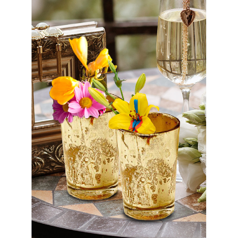  Bougeoirs Aurora Mercury Gold, décorations pour les mariages, les fêtes et la maison, éclairage chaleureux, cadeau idéal, diamètre de 2,5 po et hauteur de 3,5 po, paquet de 36