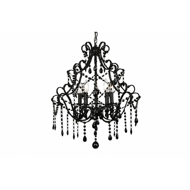 ET série 5-lumière bougie-Style Chandelier, Noir noir