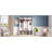 Farmhouse Wooden Style Hall Tree with Arched Design, Practical Entryway Walnut Storage Bench with 5 Black Hooks, Minimalist 4-in-1 Hallway Shoe Cabinet with 7 Cubbies for Mudroom, Living Room, White-1451716637