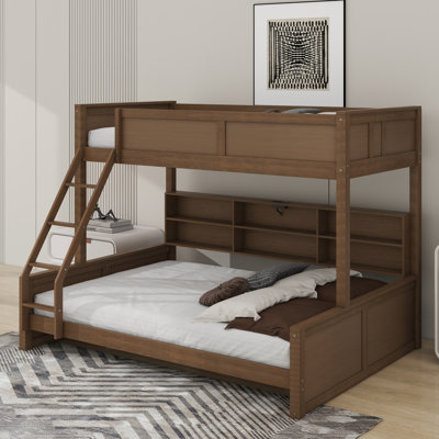 Twin XL Over Queen Bunk Bed With Storage Cabinets And USB Ports
