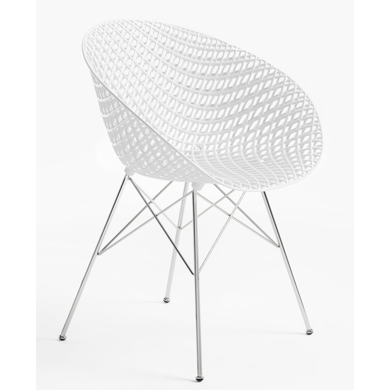 Smatrik Arm Chair, White, Chrome