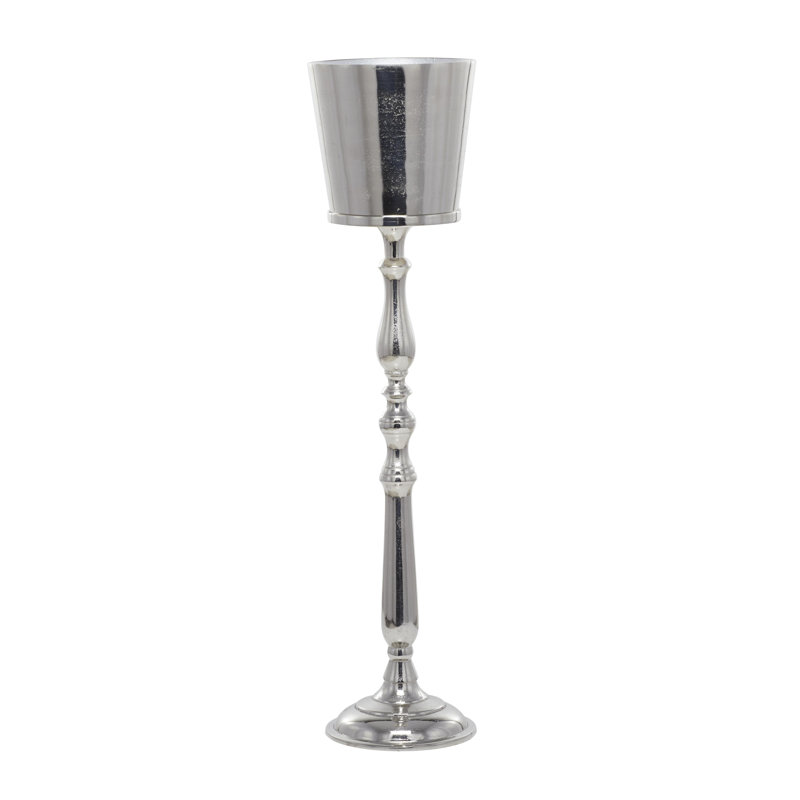 Aluminum Metal Tall Floor Champagne 2 Bottle Ice Bucket, Silver