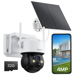 Caméra de sécurité d'extérieur sans fil à piles 360 ° C291 4MP avec panneau solaire et projecteur C291