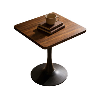 Square Dining Table, Tulip Table With Thickened Edge Decor Tabletop & Metal Pedestal, Mid Century Modern Bistro Table