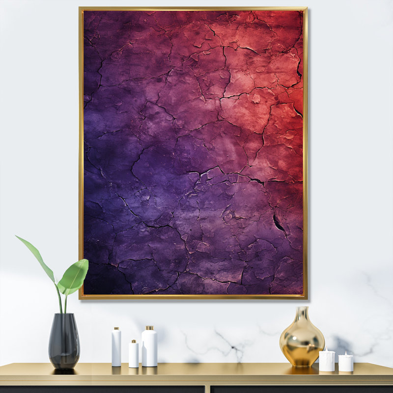 Vintage Purple Harmony - Modern Geometric Wall Decor, 40" H x 30" W x 1.5" D, Gold Floater Framed