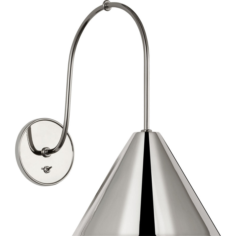 Malia 14" Arched Wall Light with Shade, Polished Nickel