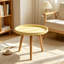 Petite table d'appoint ronde avec plateau, table de chevet minimaliste avec pieds en hêtre massif, plateau en polypropylène résistant, idéale pour le salon, la chambre à coucher ou le balcon.