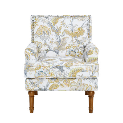 Accent Chair with Nailhead Trim, Solid Wood Legs, Armchair for Living Room