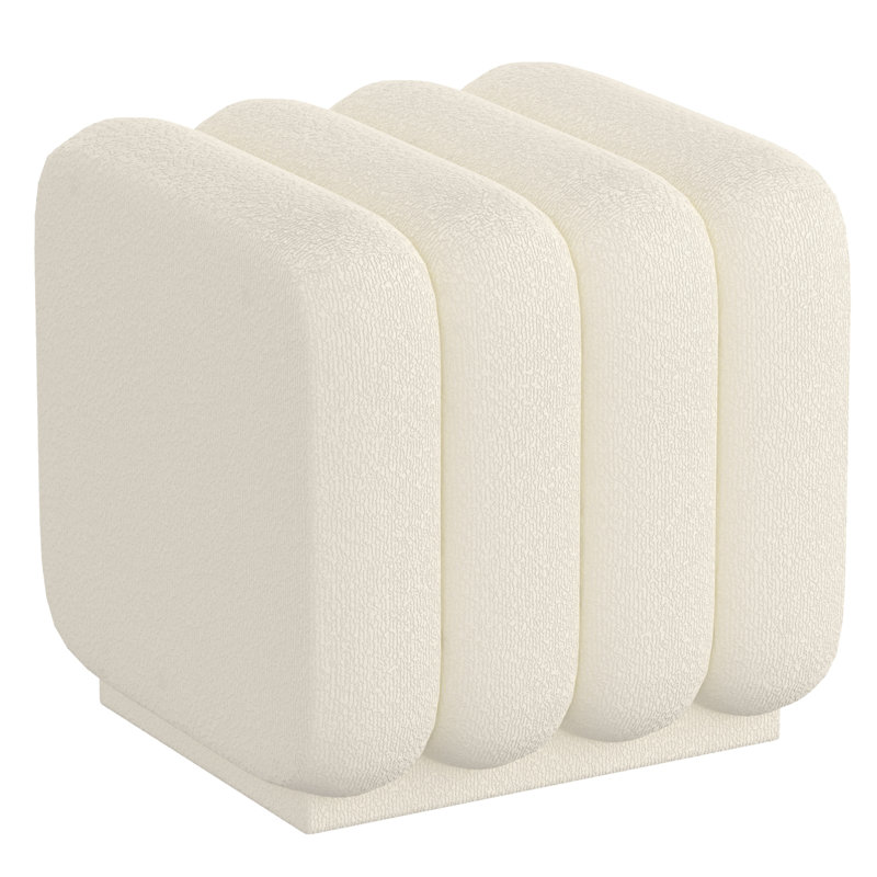Archuleta Upholstered Ottoman, Ivory Polyester