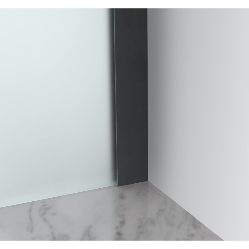 Coraline XL Matte Black Frameless Sliding Shower Enclosure with Frosted Glass