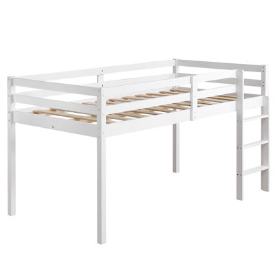 White Twin Solid Wood Bed