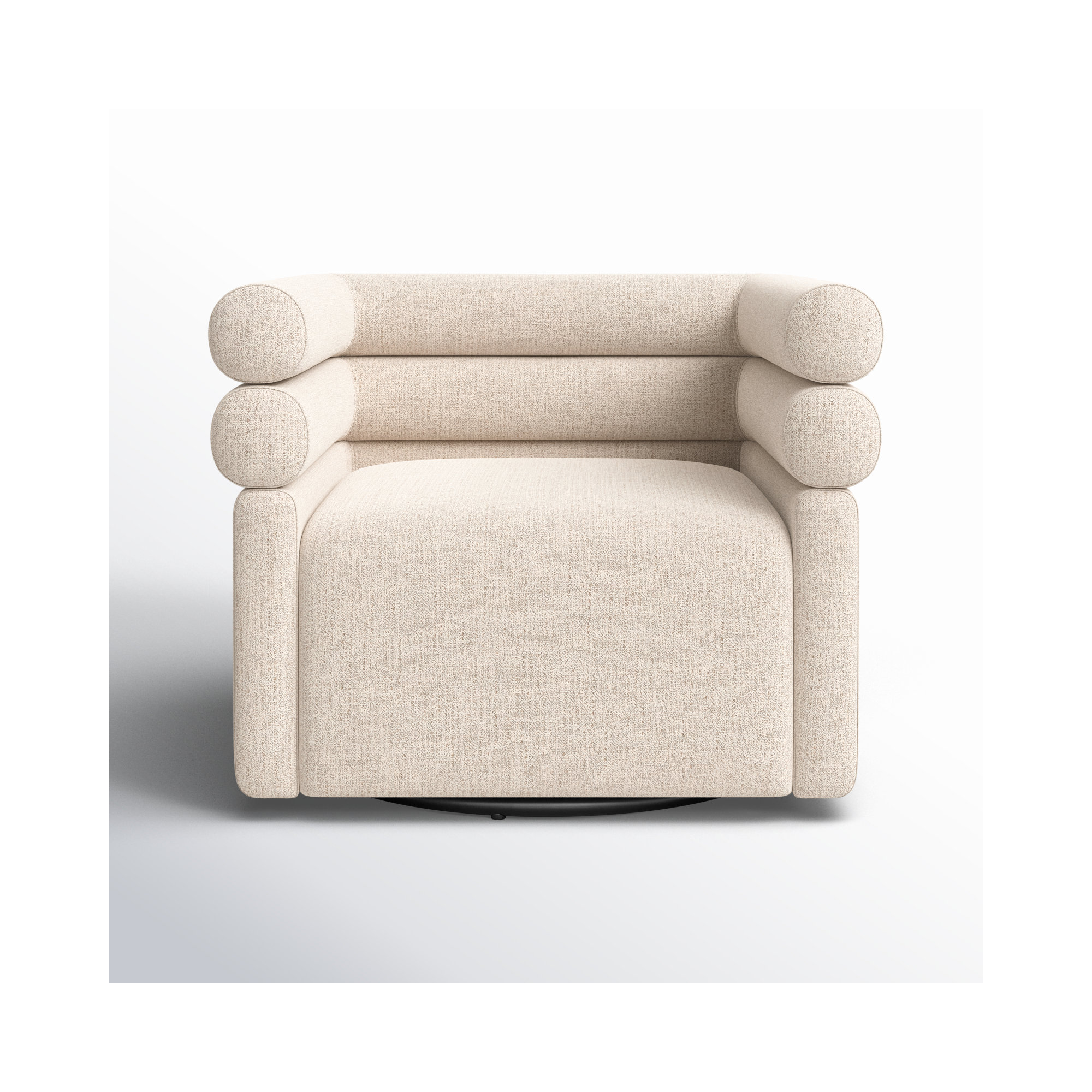 Arve 32.25" W Swivel Armchair, Cream Polyester Blend