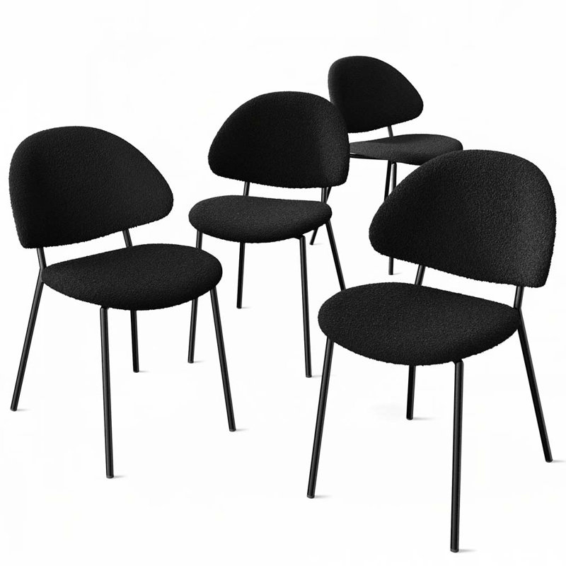 Chaise rembourrée Teddy, Noir