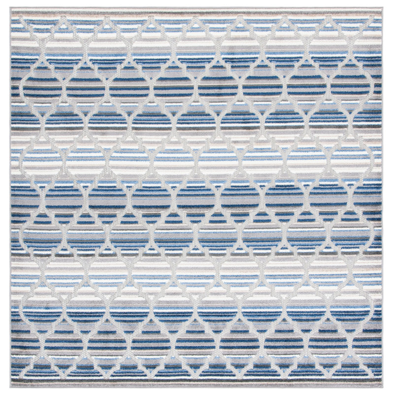 Longridge Performance Geometric Indoor/Outdoor Area Rug, Square 5'3"