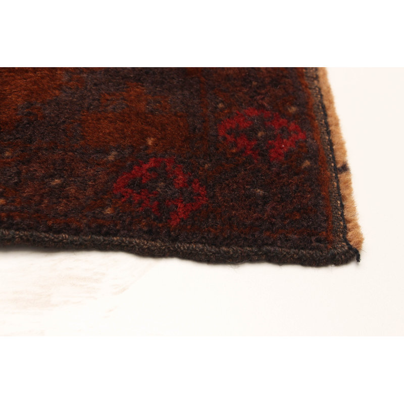 Tapis rouge en laine noué à la main de conception unique 3 pi 5 po x 6 pi 0 po