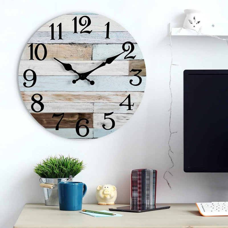 Horloge murale en bois Wendee, Très large