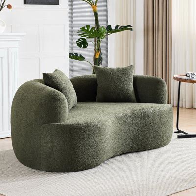 Capacité de 350 lb 64,93 po courbé en velours, mousse haute densité, non boulochage, sans assemblage, pour rassemblement, respirant, appartements