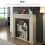 Solid Wood Birch cream and black Fake Fireplace Entrance Cabinet