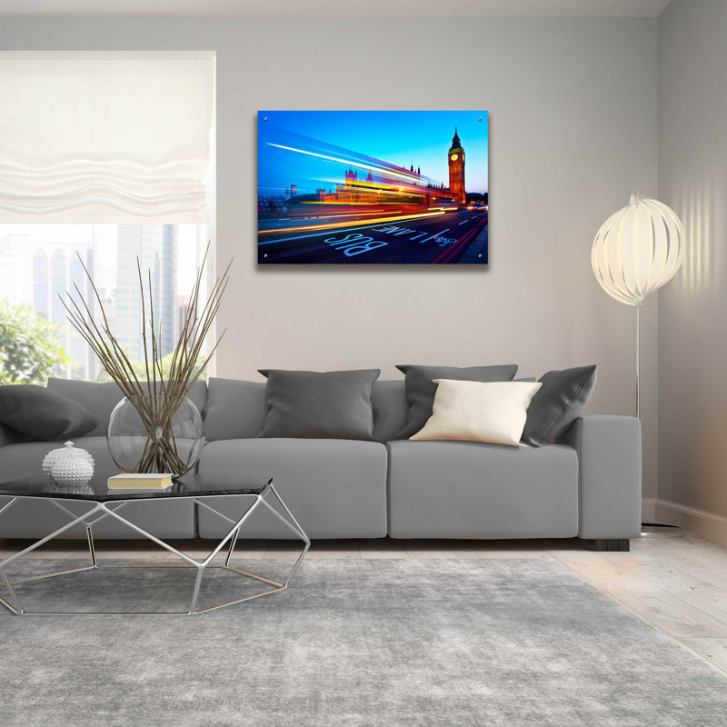 «London Big Ben» par Nina Paponcek, art en verre acrylique Wal, H 24 po x l 36 po x P 0,2 po