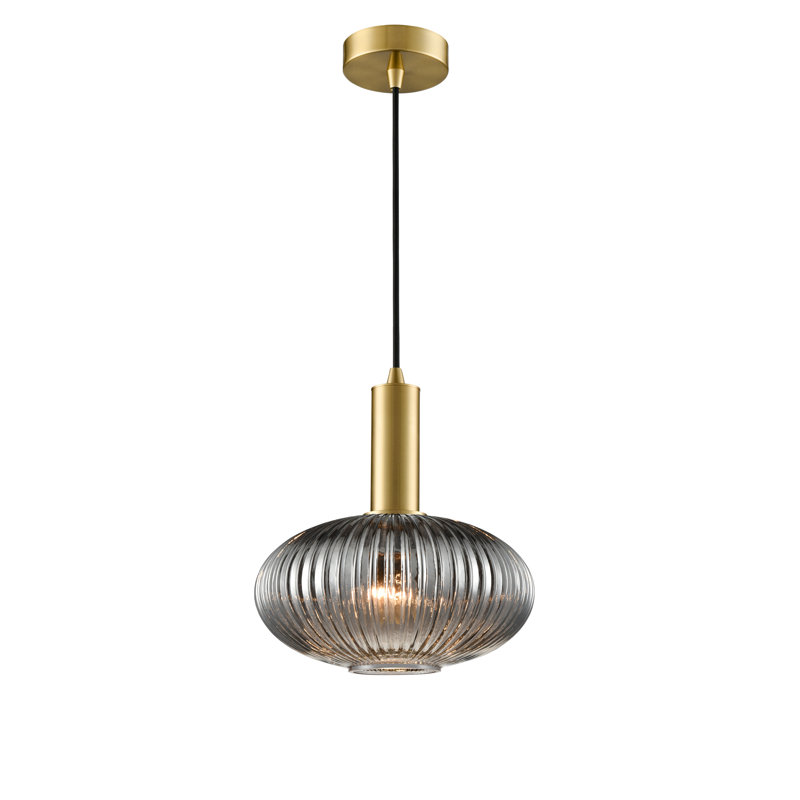 Aljandro 1 - Light Single Pendant, 16.6cm H x 9.6cm W x 9.6cm D, Satin Brass, Black