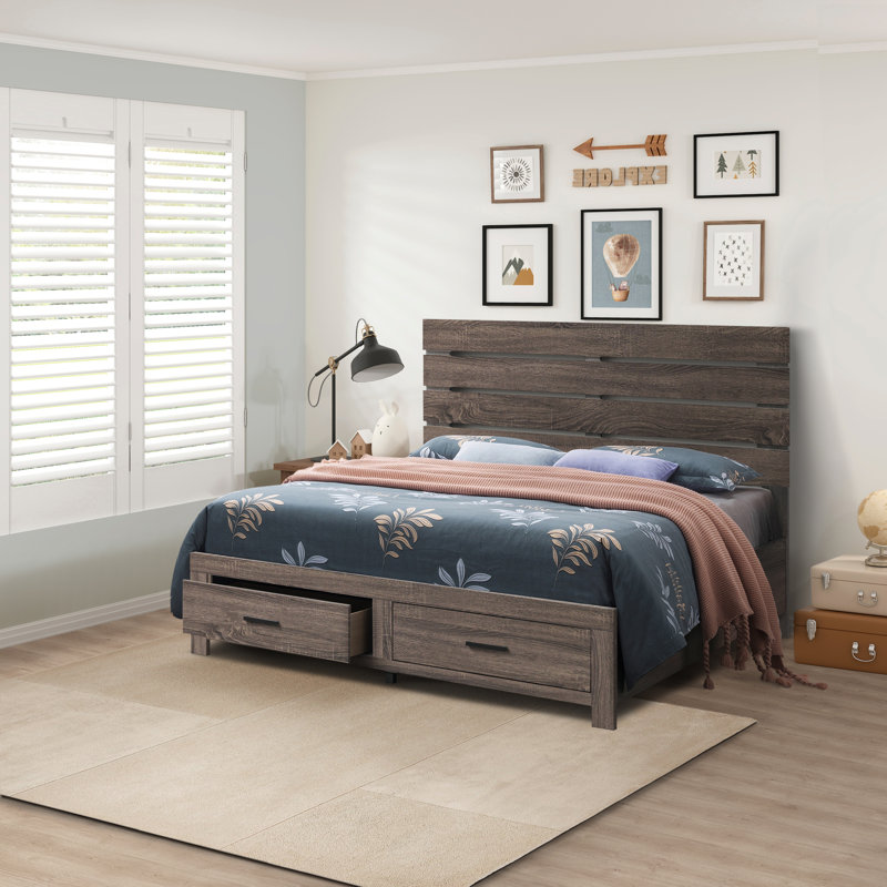 Slat Storage Bed, Barrel Oak, Queen