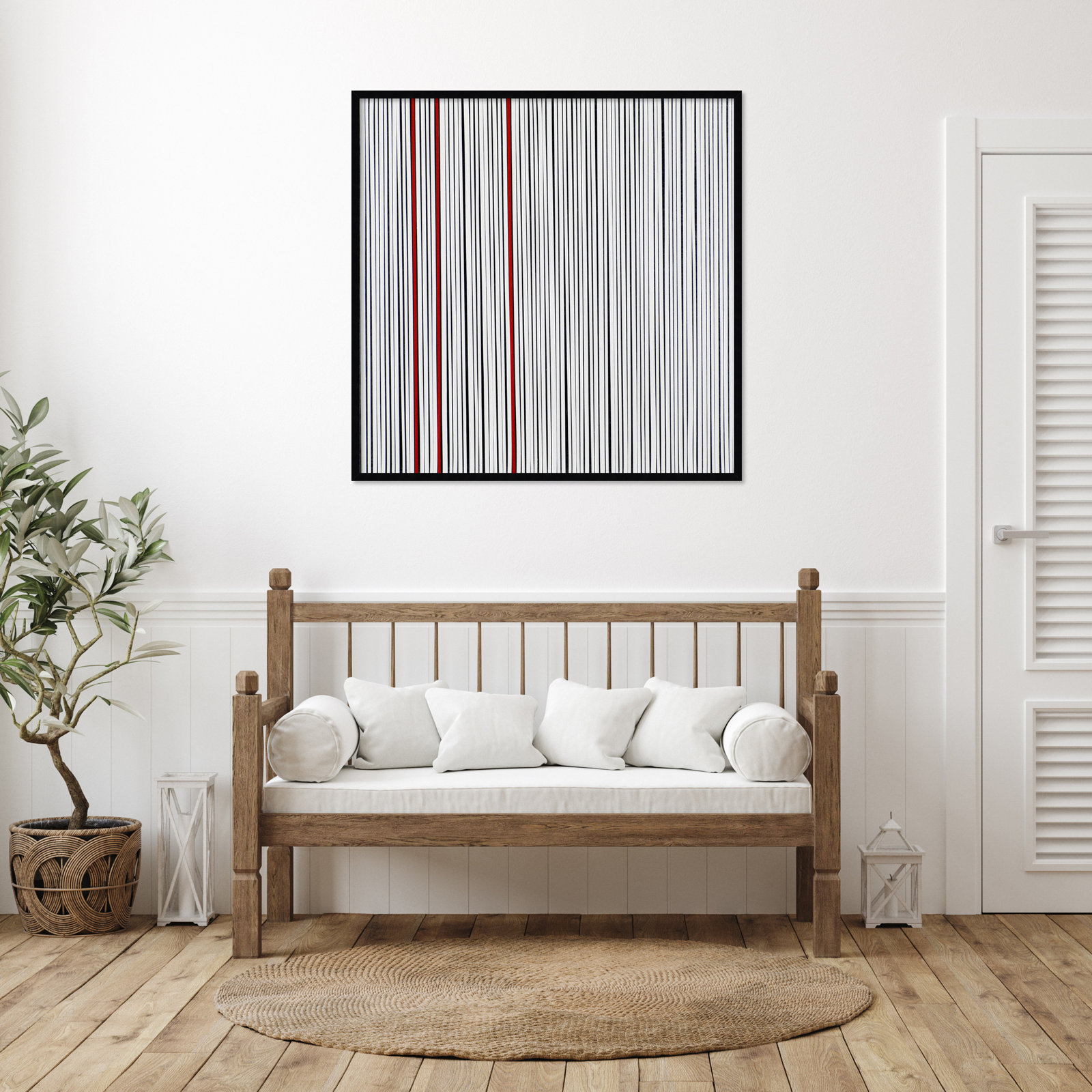 Mostly White by Alex Dunn, 41" H x 41" W x 1" D, Black