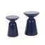 Outdoor Iron Side Tables With Flared Design, Set Of 2 , Navy Blue-965498263