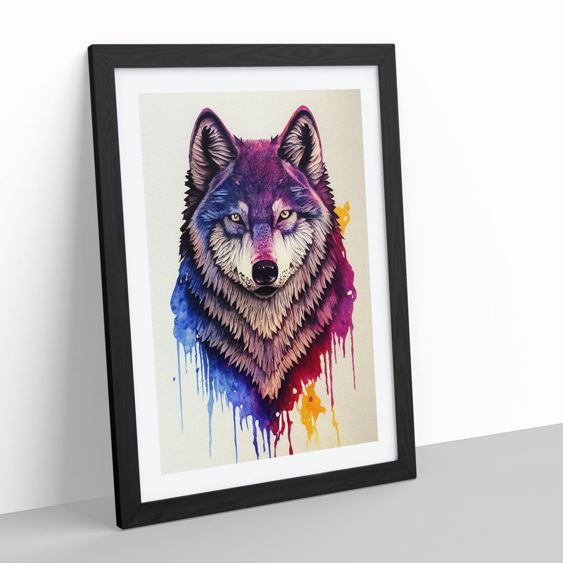 Painted Wolf No.5 - Print, Black Framed, No Matte, 64cm H x 46cm W