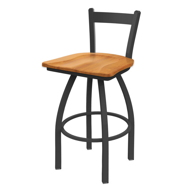 Tabouret de comptoir pivotant 821 Catalina, Étain, Bois - érable moyen, Tabouret de bar (siège d'une hauteur de 30 po)