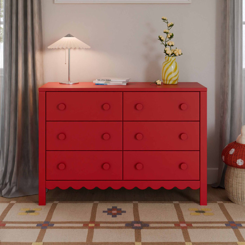 Commode 6 tiroirs Sammy, Rouge fraise