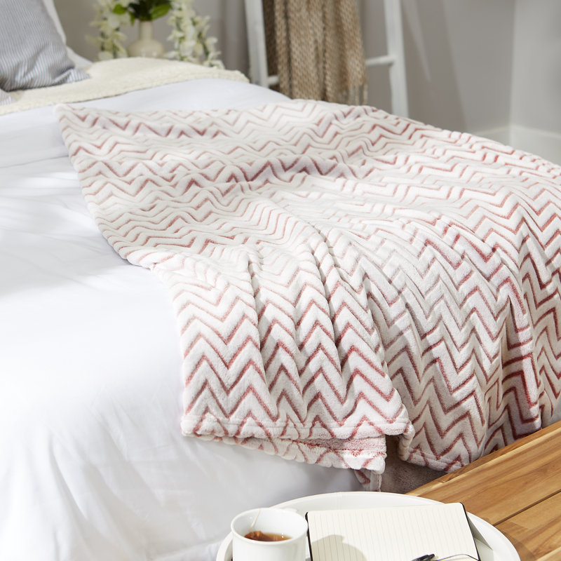 Jeté en peluche Chevron, Rouge
