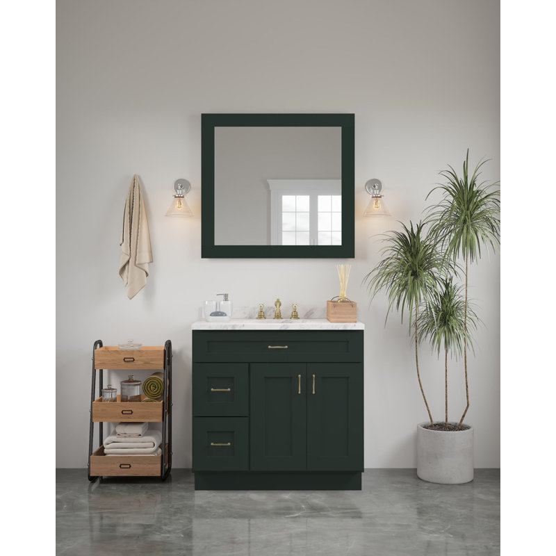 Miroir de coiffeuse encadré de style Shaker, 91,4 cm x 86,4 cm, vert, E2E3225628124C5A8D7E8EA284ECA37E, Vert
